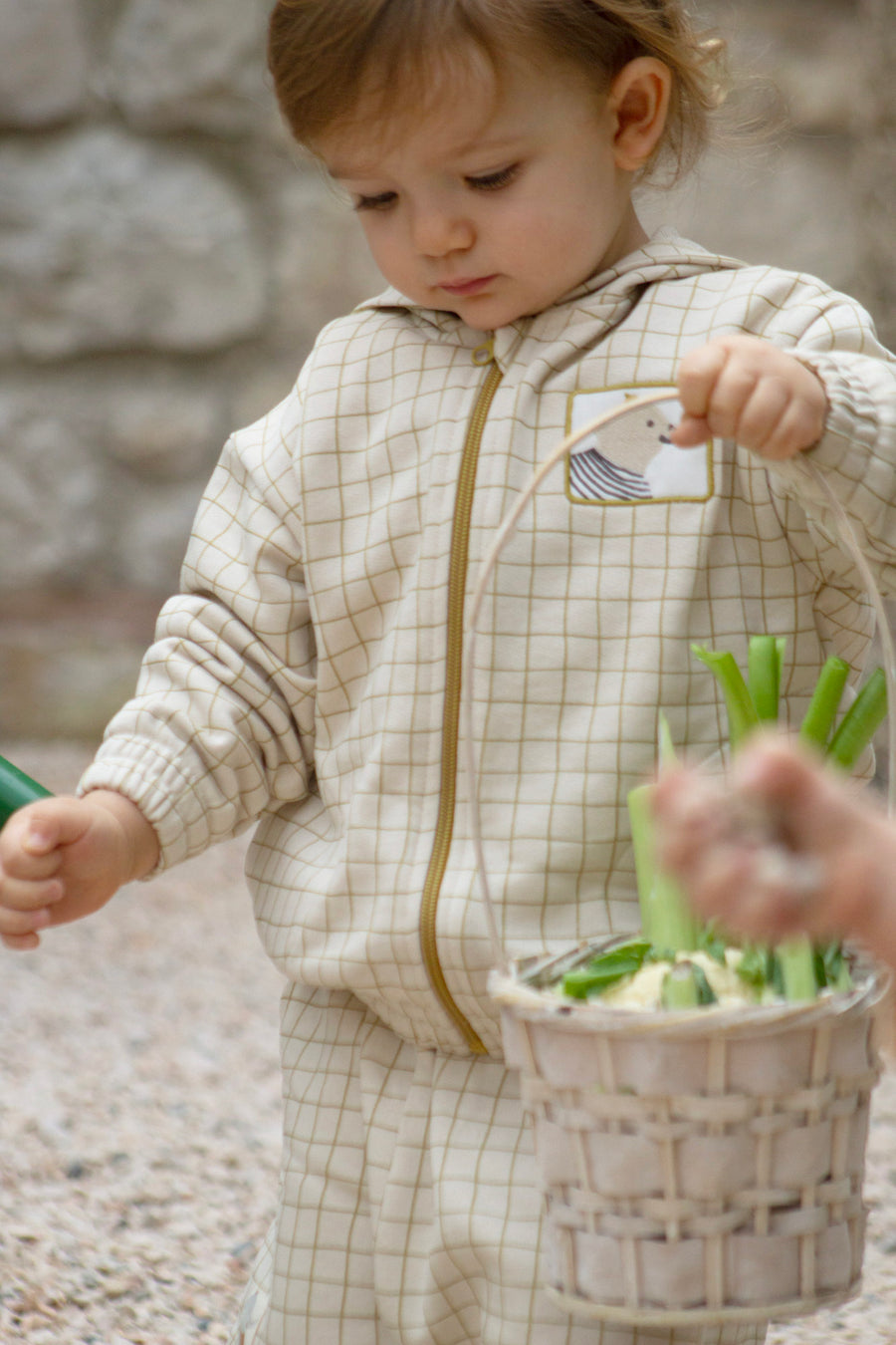 'Olive Oil Checked' Fermuarlı Ceket