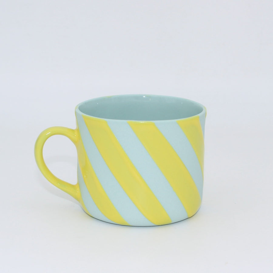 Luna Mint Sarı Çizgili Porselen Kupa