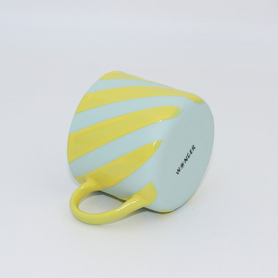 Luna Mint Sarı Çizgili Porselen Kupa