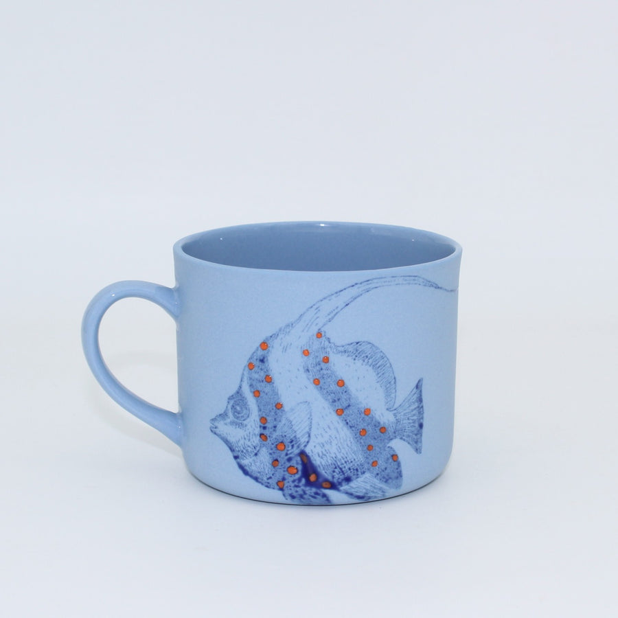 Luna Mavi Lacivert Balıklı Porselen Kupa