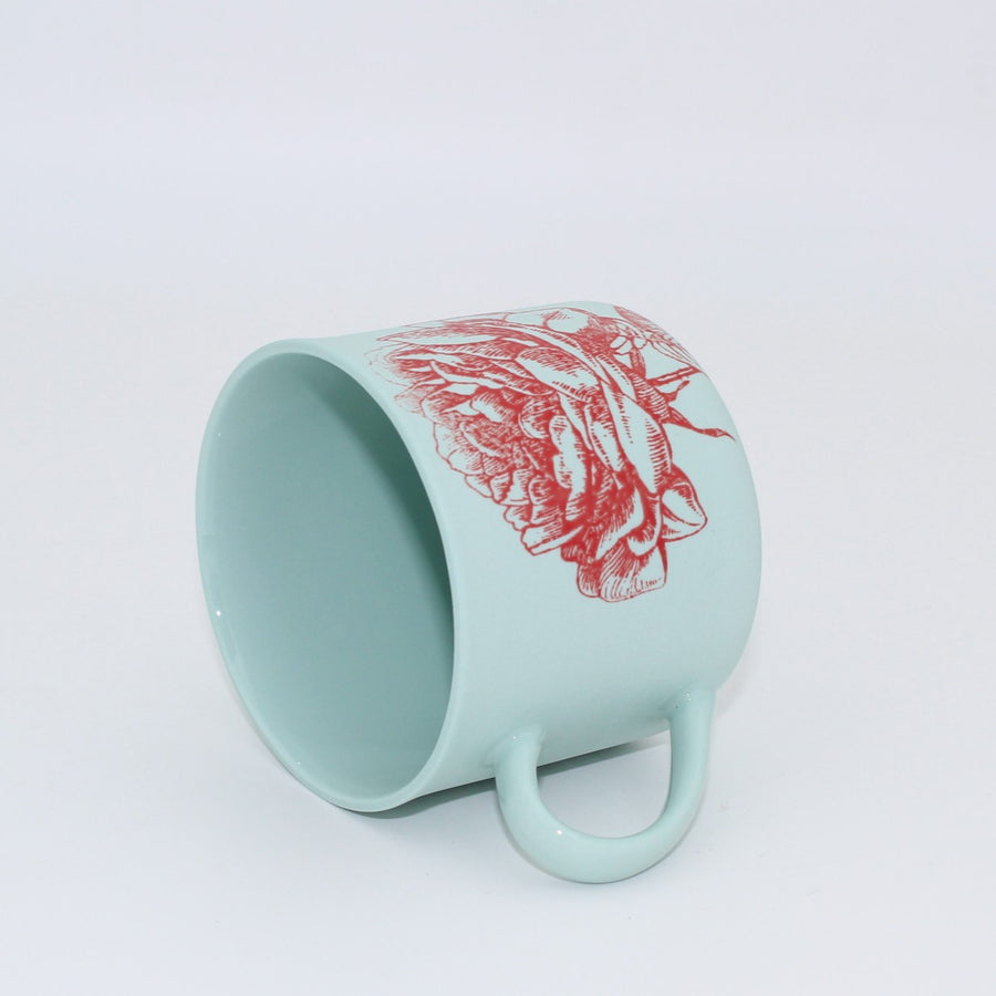 Luna Mint Kırmızı Çiçekli Porselen Kupa