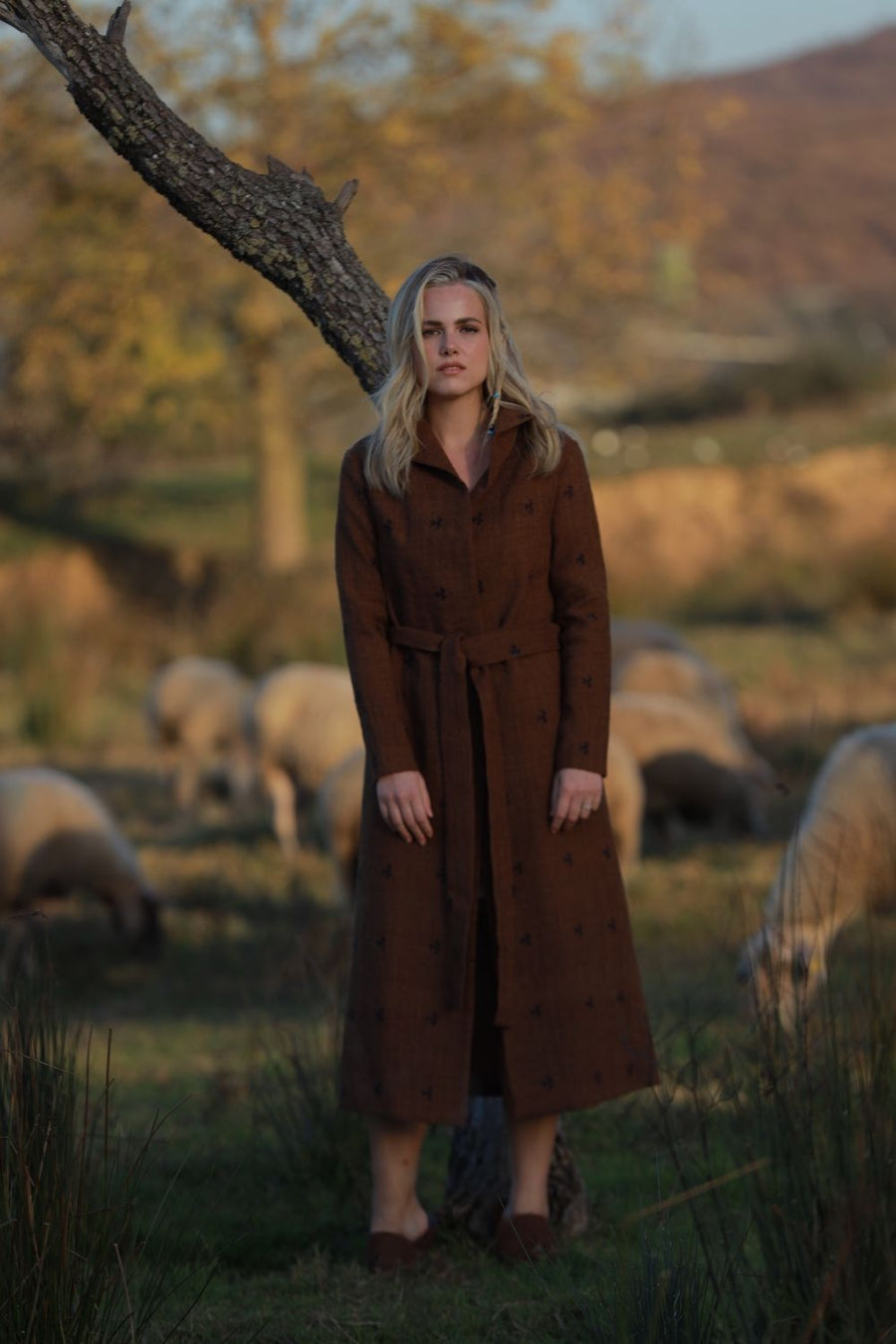 Kuş Desen Ehram Palto