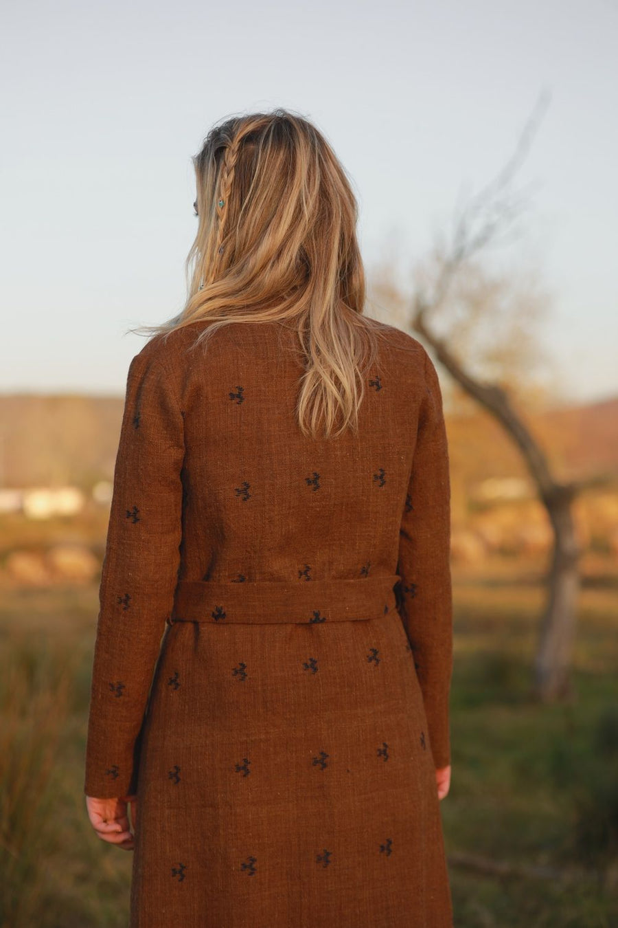 Kuş Desen Ehram Palto