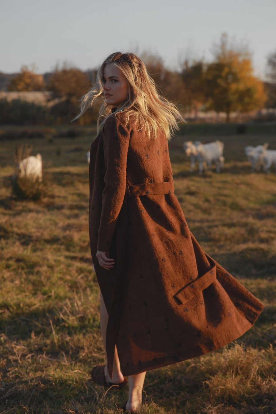 Kuş Desen Ehram Palto