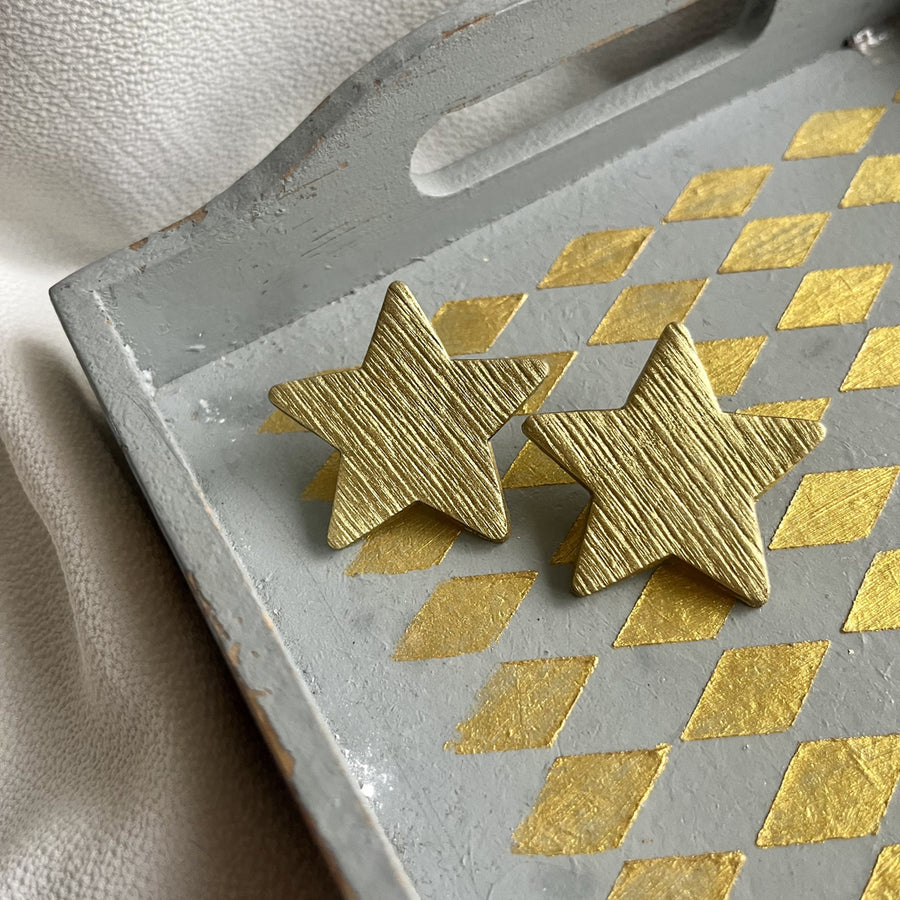 Star Metalik Gold Polimer Kil Küpe
