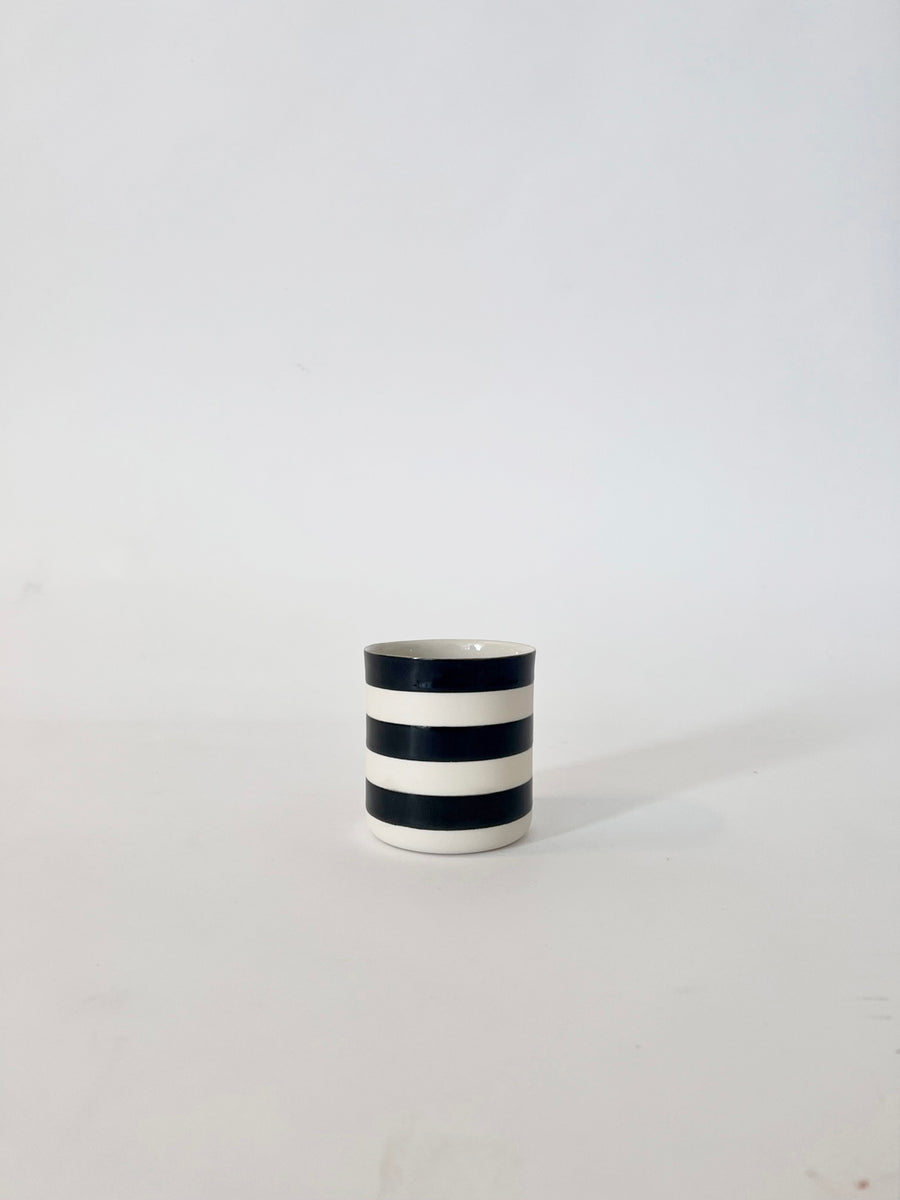 Striped Maxi Beyaz Siyah Porselen Bardak