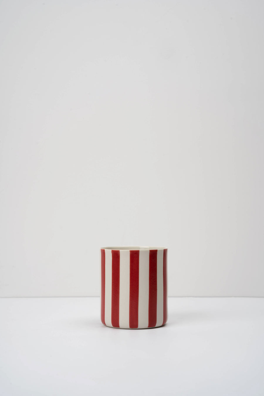Striped Maxi Beyaz Kırmızı Porselen Bardak