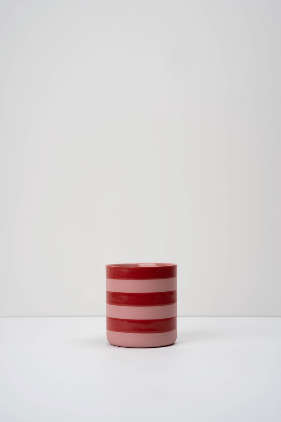 Striped Maxi Pembe Kırmızı Porselen Bardak