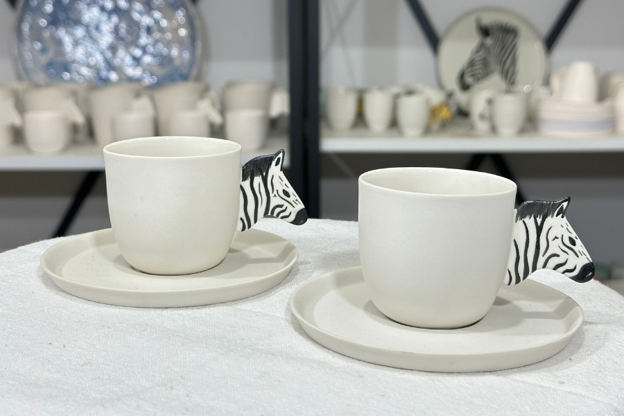 Zebra Porselen Kahve Fincanı & Tabağı Kutulu Set